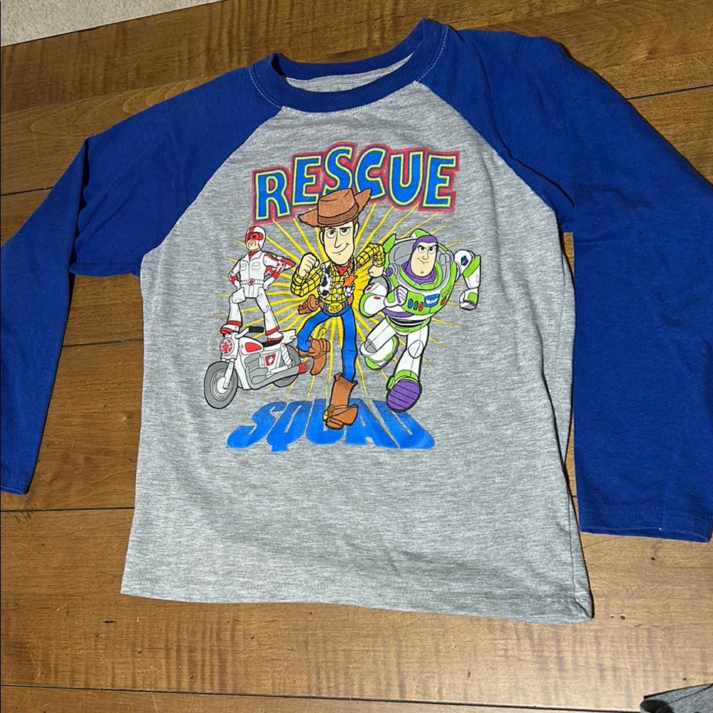 Blue and Gray Long Sleeve Tee with Toy Story Graphic size 7